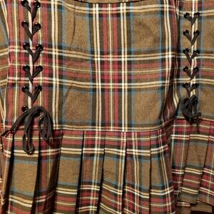 Plaid Dress with Lace-Up Detail